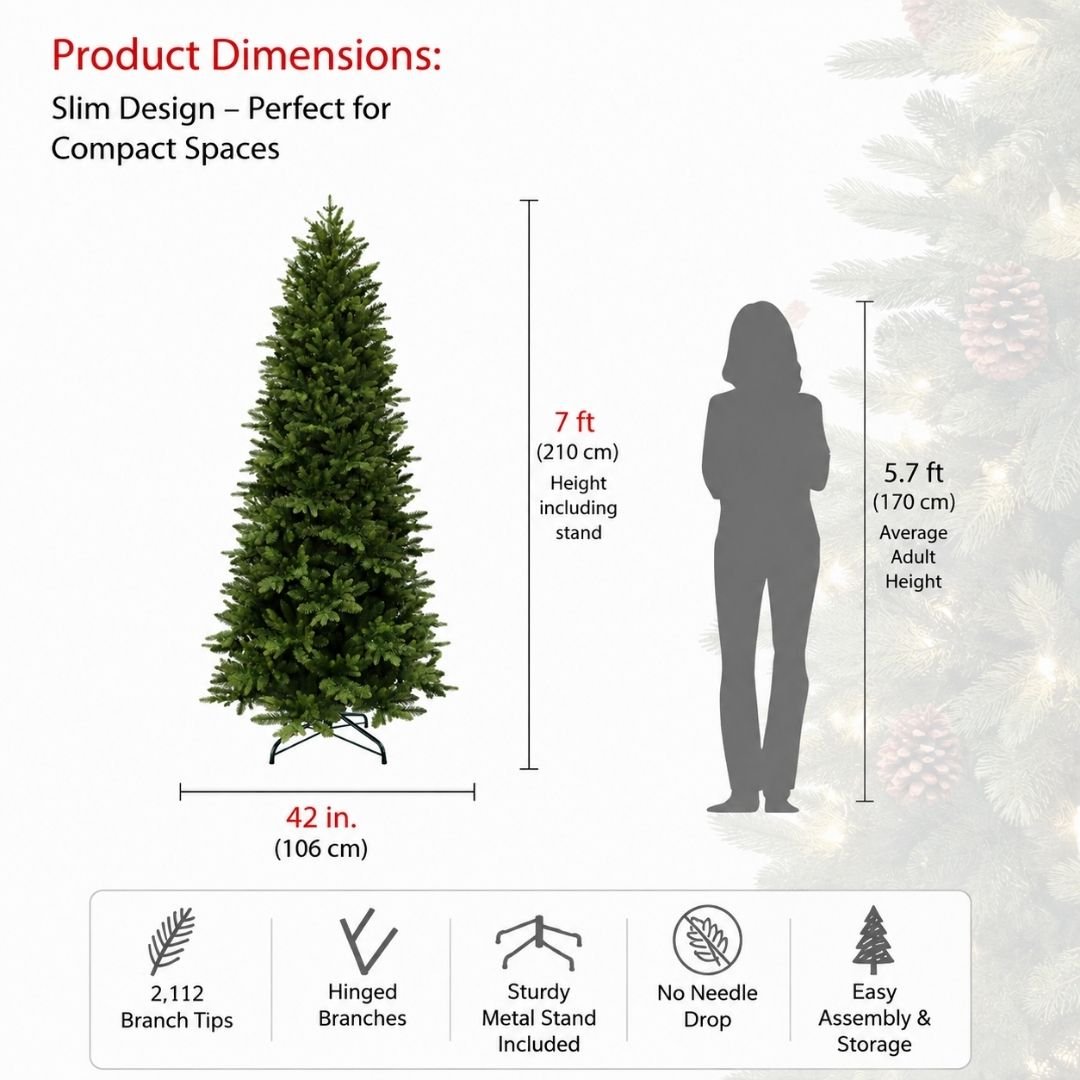 7ft Slim Belvedere Fir Artificial Christmas Tree