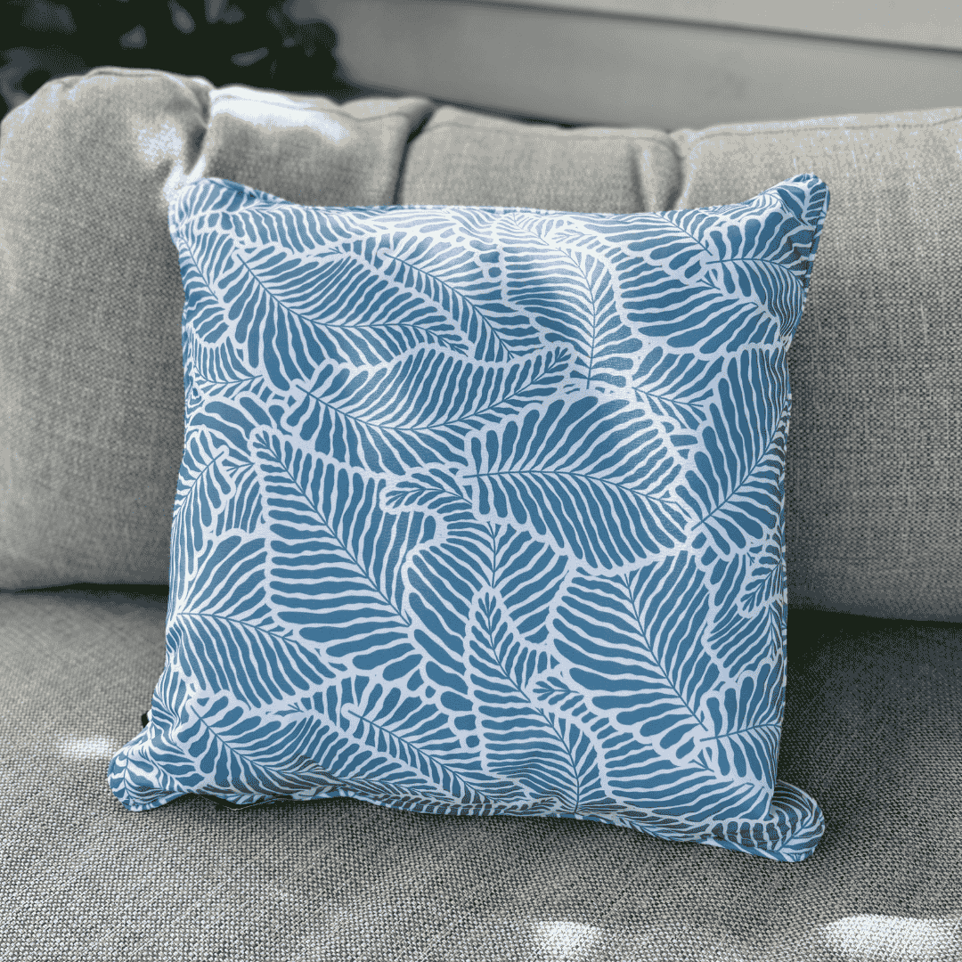 B Cushion Oasis Leaf - Sea Blue