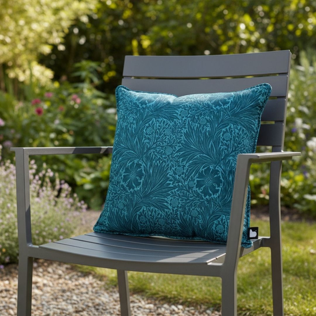 B Outdoor Cushion Floral - Blue
