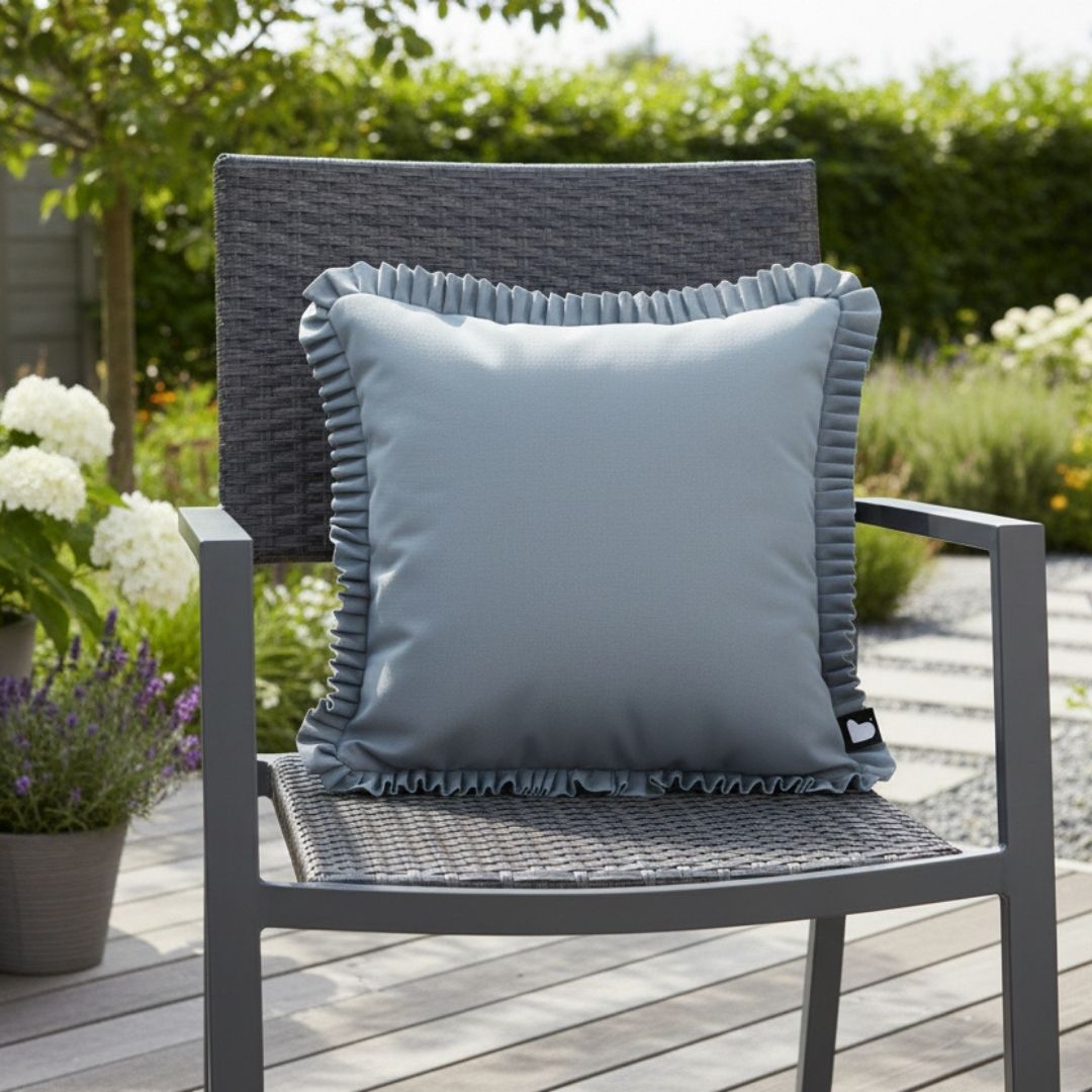 B Outdoor Cushion Frill - Silver Grey