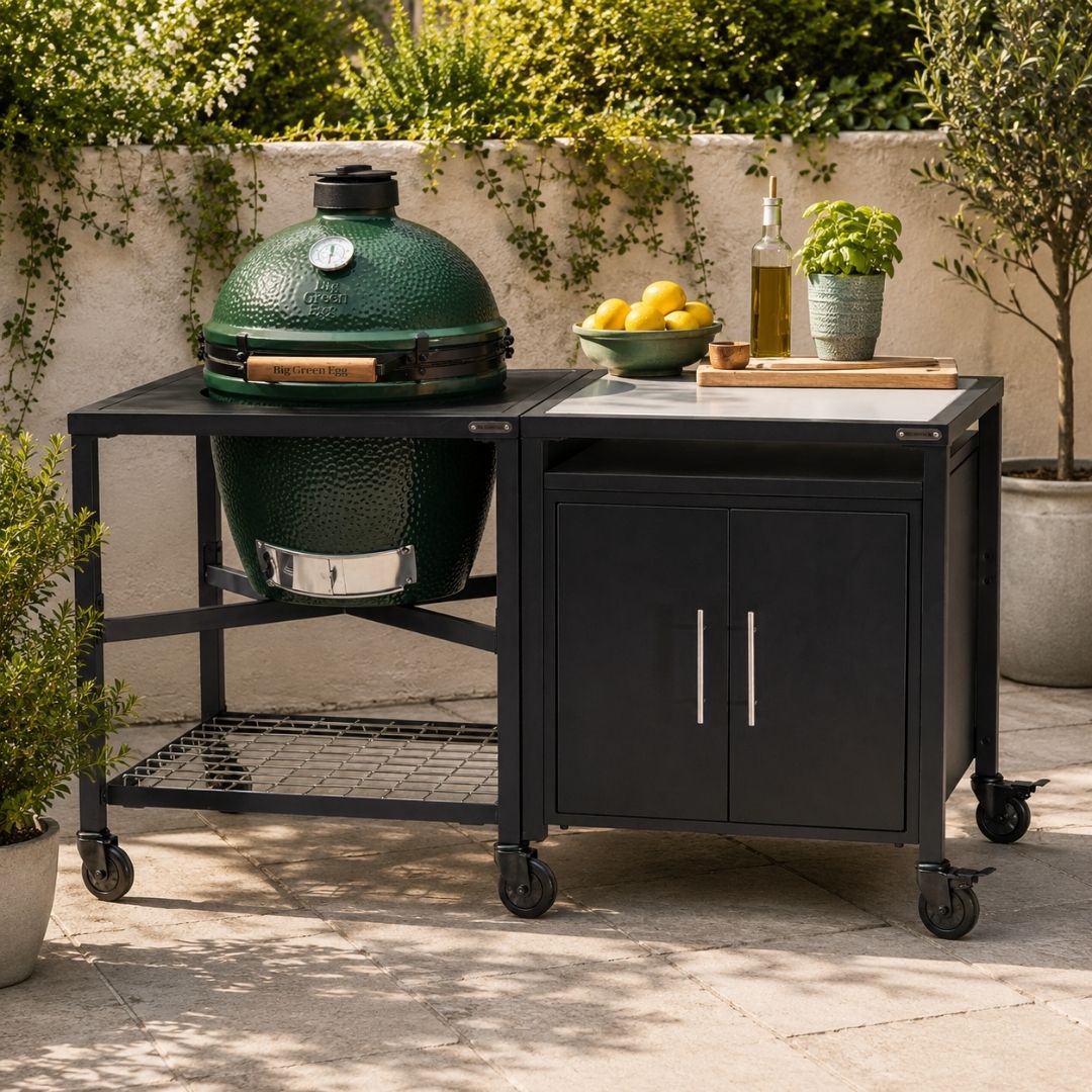 Big Green Egg Charcoal BBQ- Large Modular Nest & Expansion Cabinet Bundle