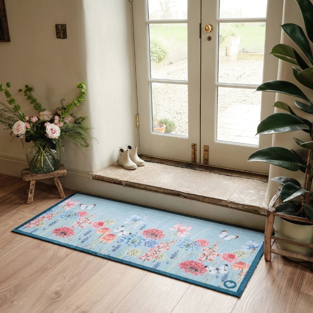 Hug Rug Runner Butterfly Garden Blue