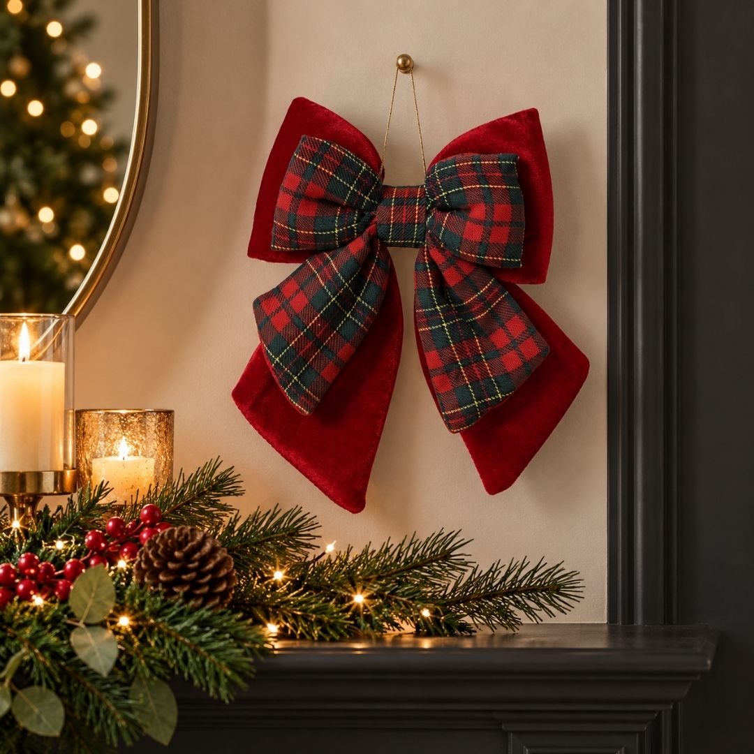 Christmas Bow - Red Velvet Tartan