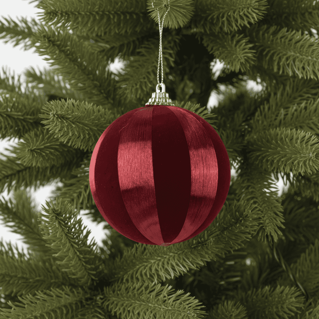 Christmas Foam Bauble Oxblood Stripe