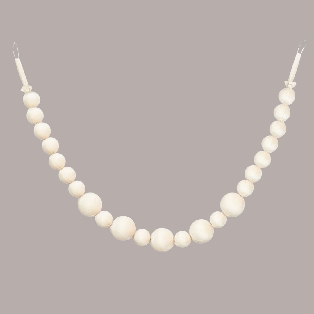 Christmas Garland Velvet Ball Cream 150cm