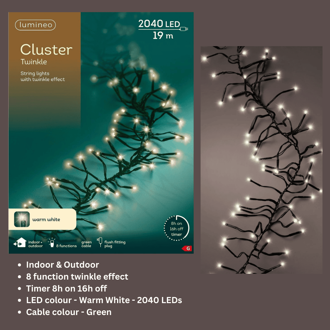 Christmas LED Cluster Lights Warm White 2040 LED