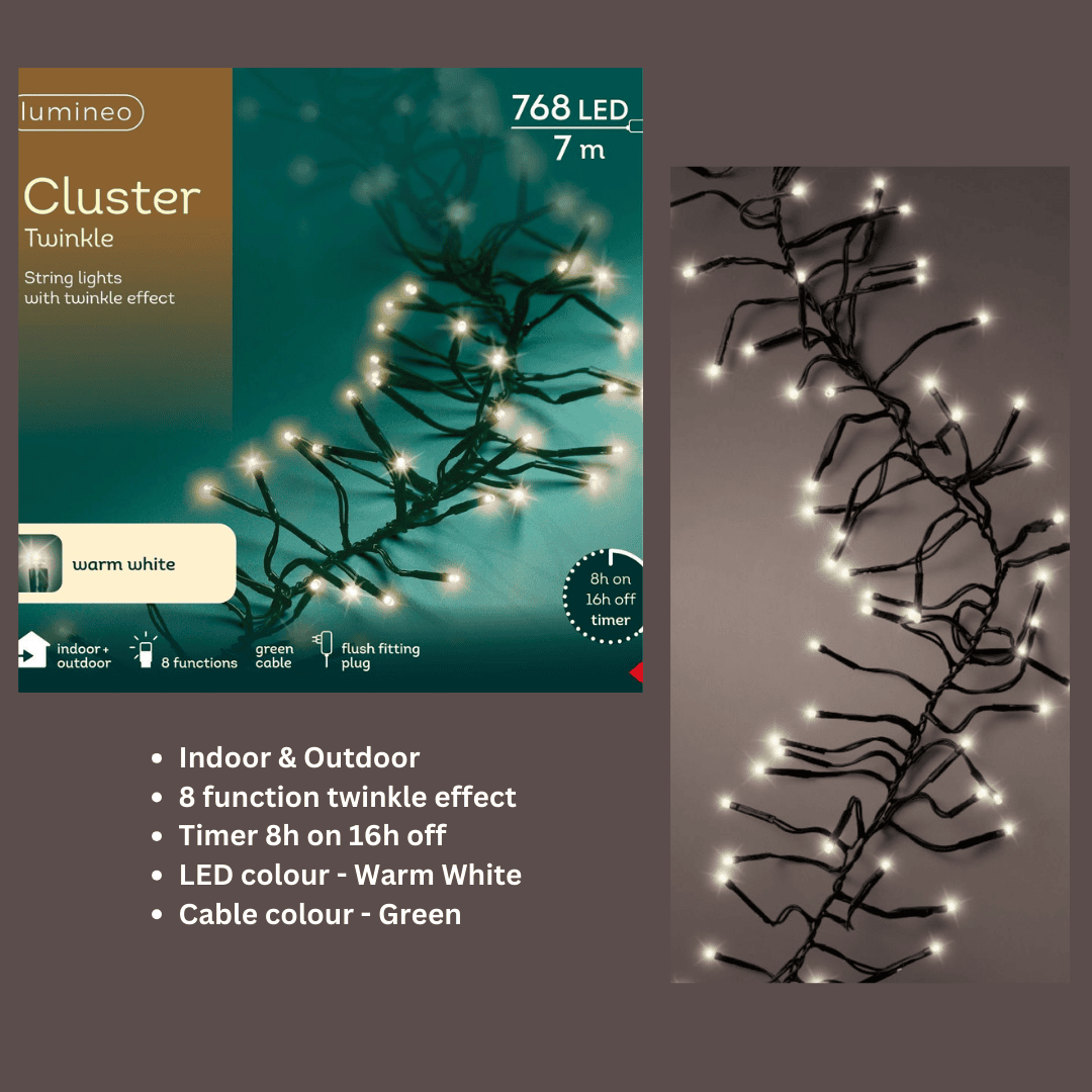 Christmas LED Cluster Lights Warm White 768 LED