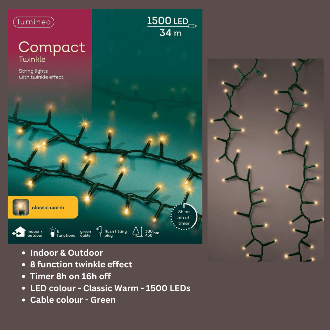 Christmas Lights 1500 LED - Compact, Classic Warm - Ideal for 7ft Tree