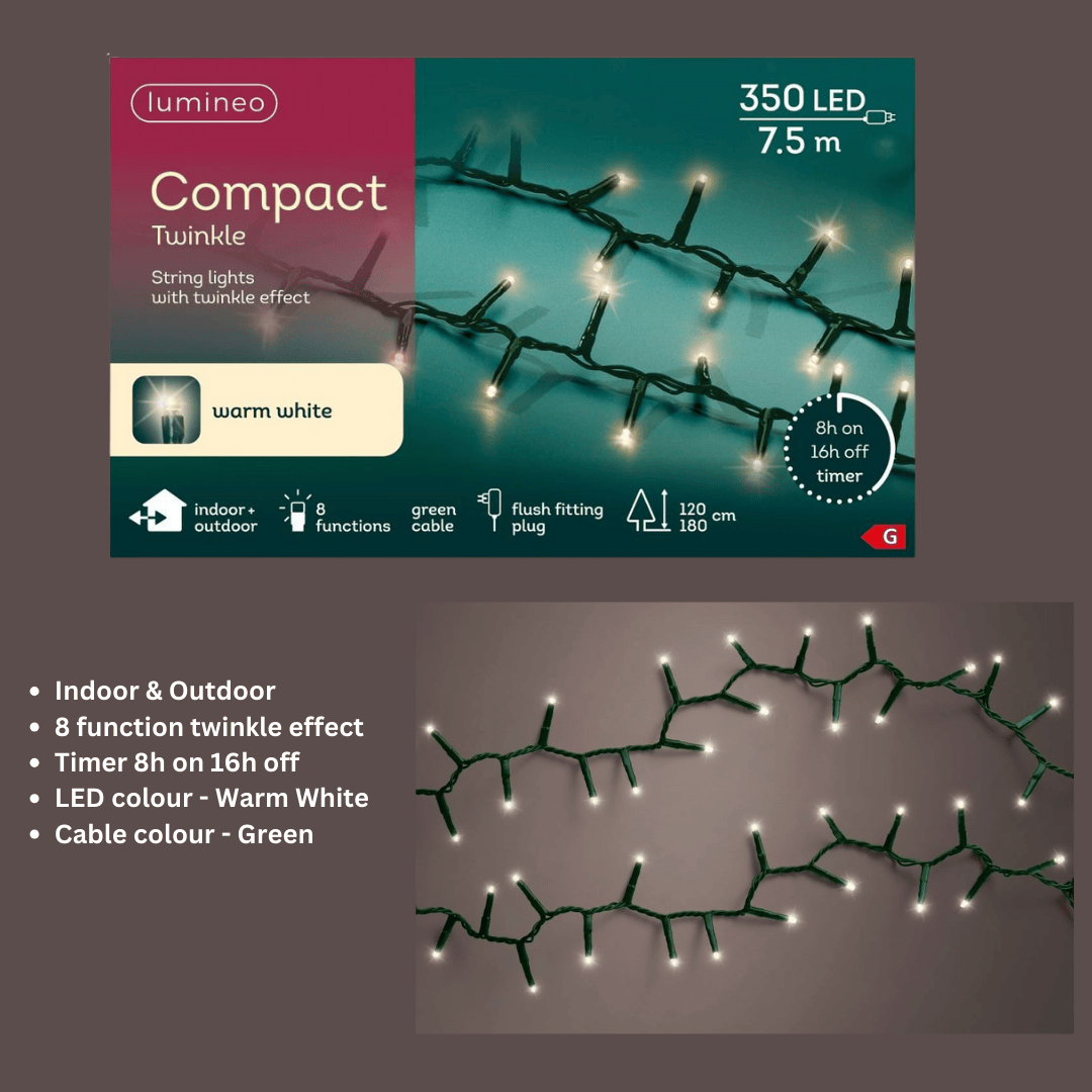 Christmas Lights 350 LED - Compact, Warm White