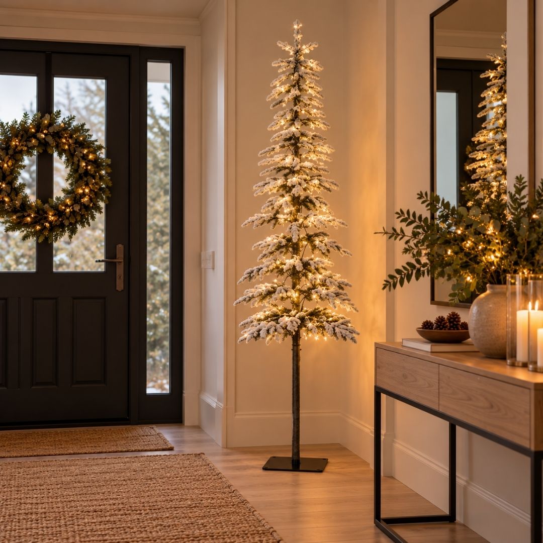 Christmas Snowy Alpine Fir Tree Pre-Lit 2.1m