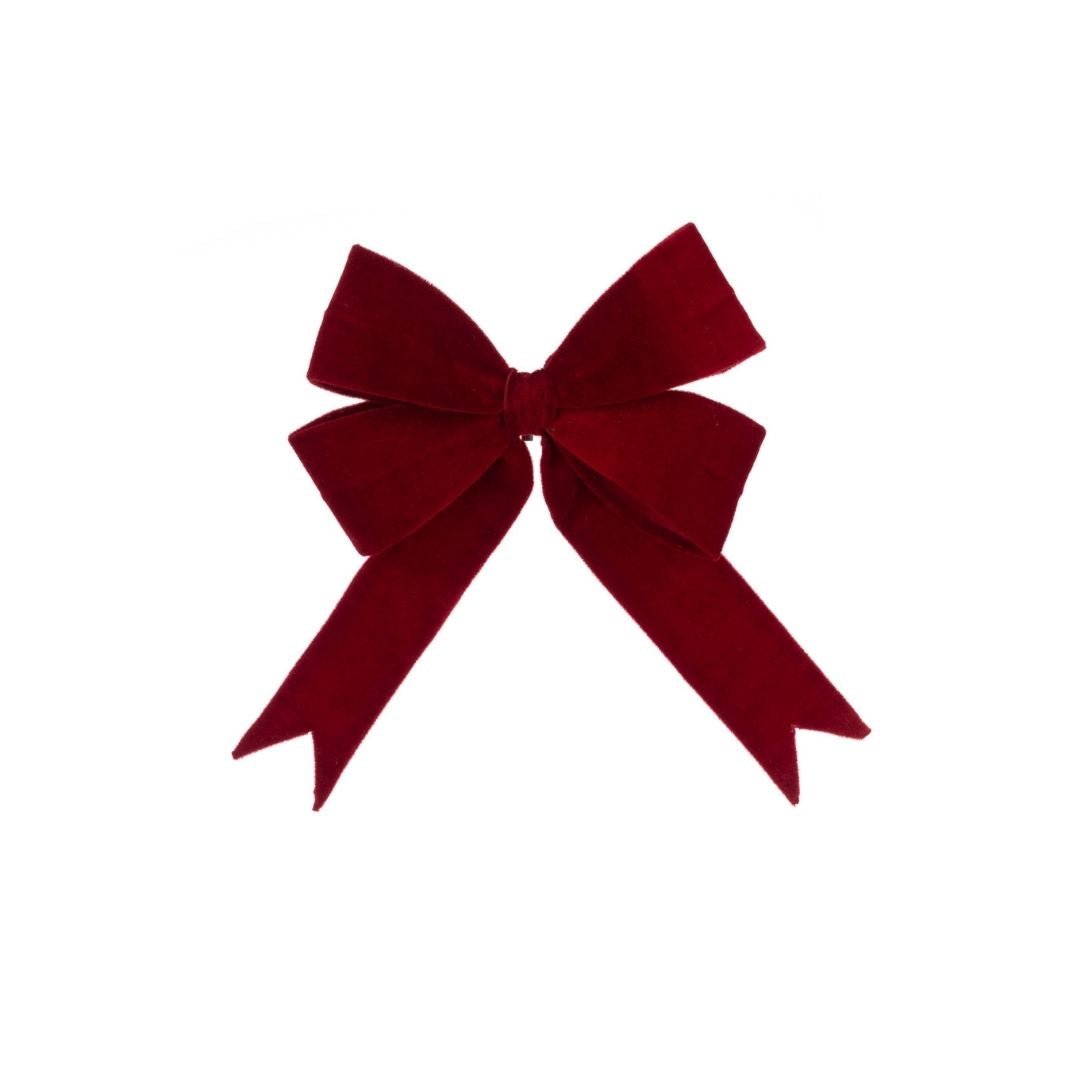 Christmas Velvet Wired Bow Clip On - Red