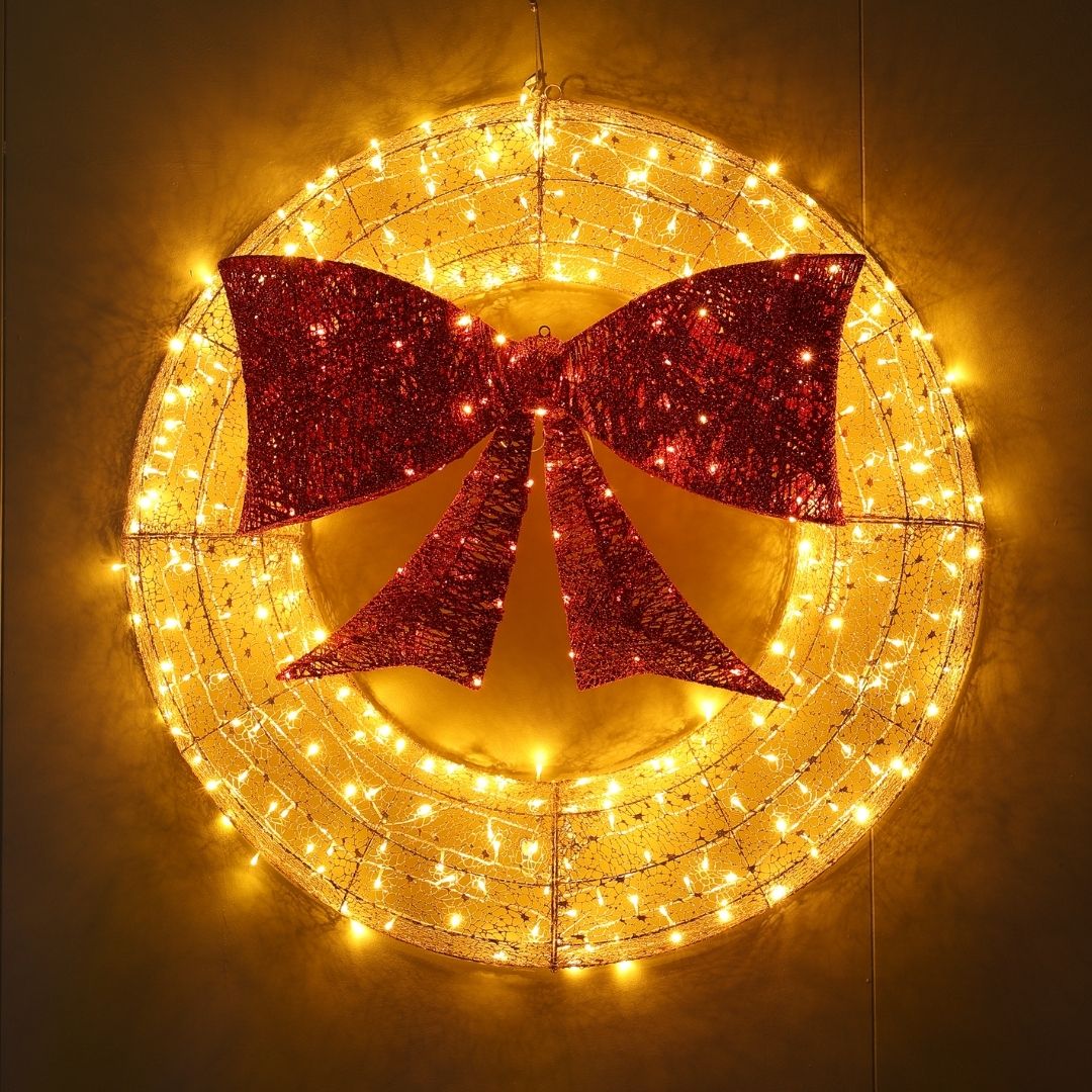 Christmas Wreath LED Red Bow - XL - 1.2m