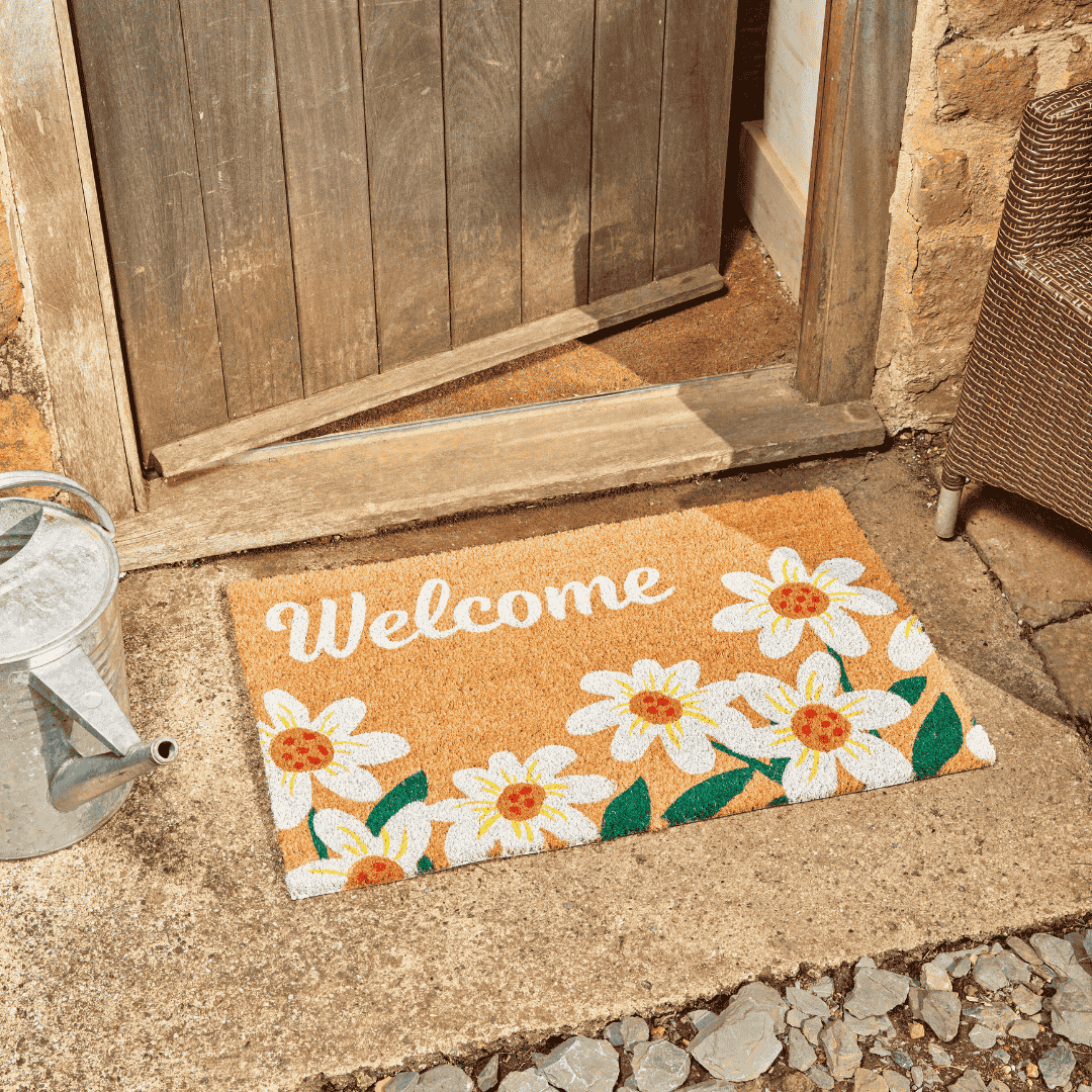 Coir Door Mat Welcome Daisy 45 x 75cm