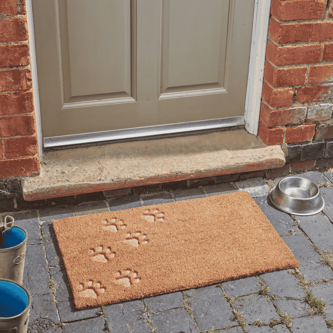 Coir Outdoor Door Mat Paw Prints 45 x 75cm