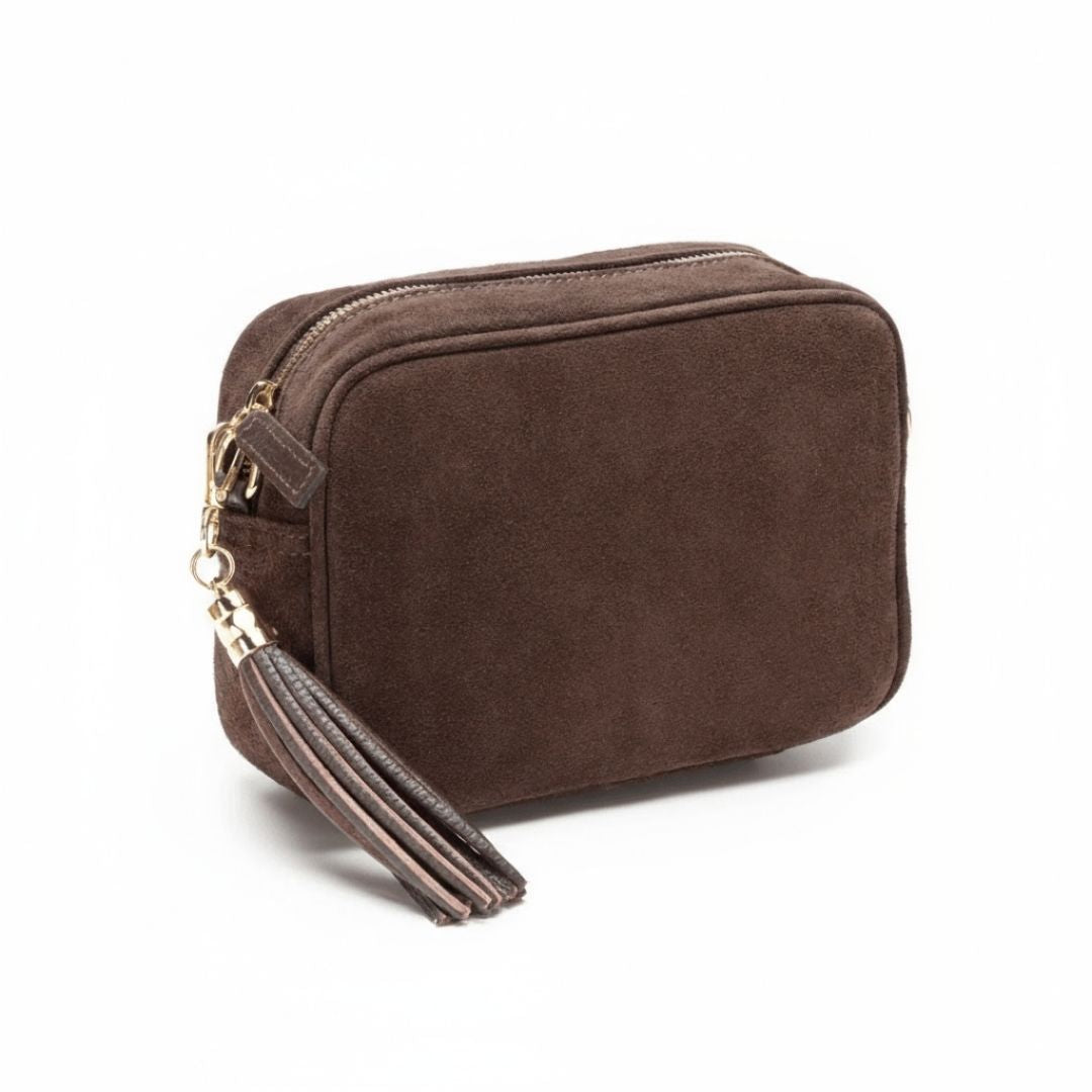 Cross Body Bag Suede Dark Brown
