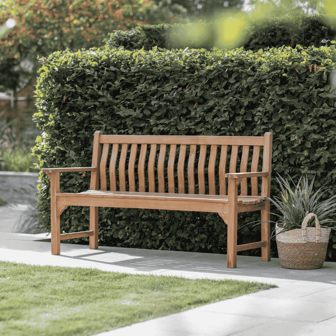 Curved Back 3 Seat Wooden Garden Bench