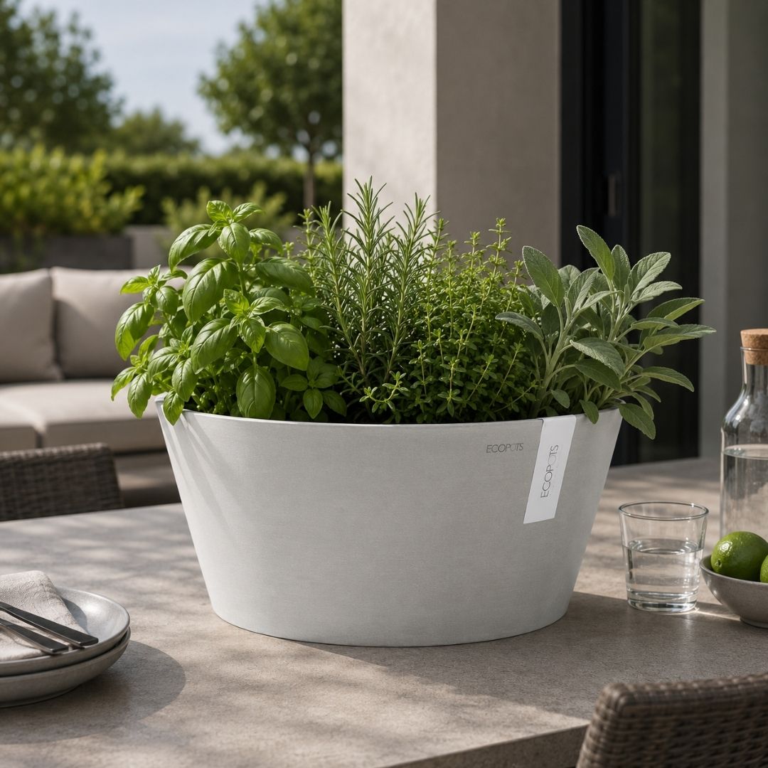 Ecopots Frankfurt 40 White Grey