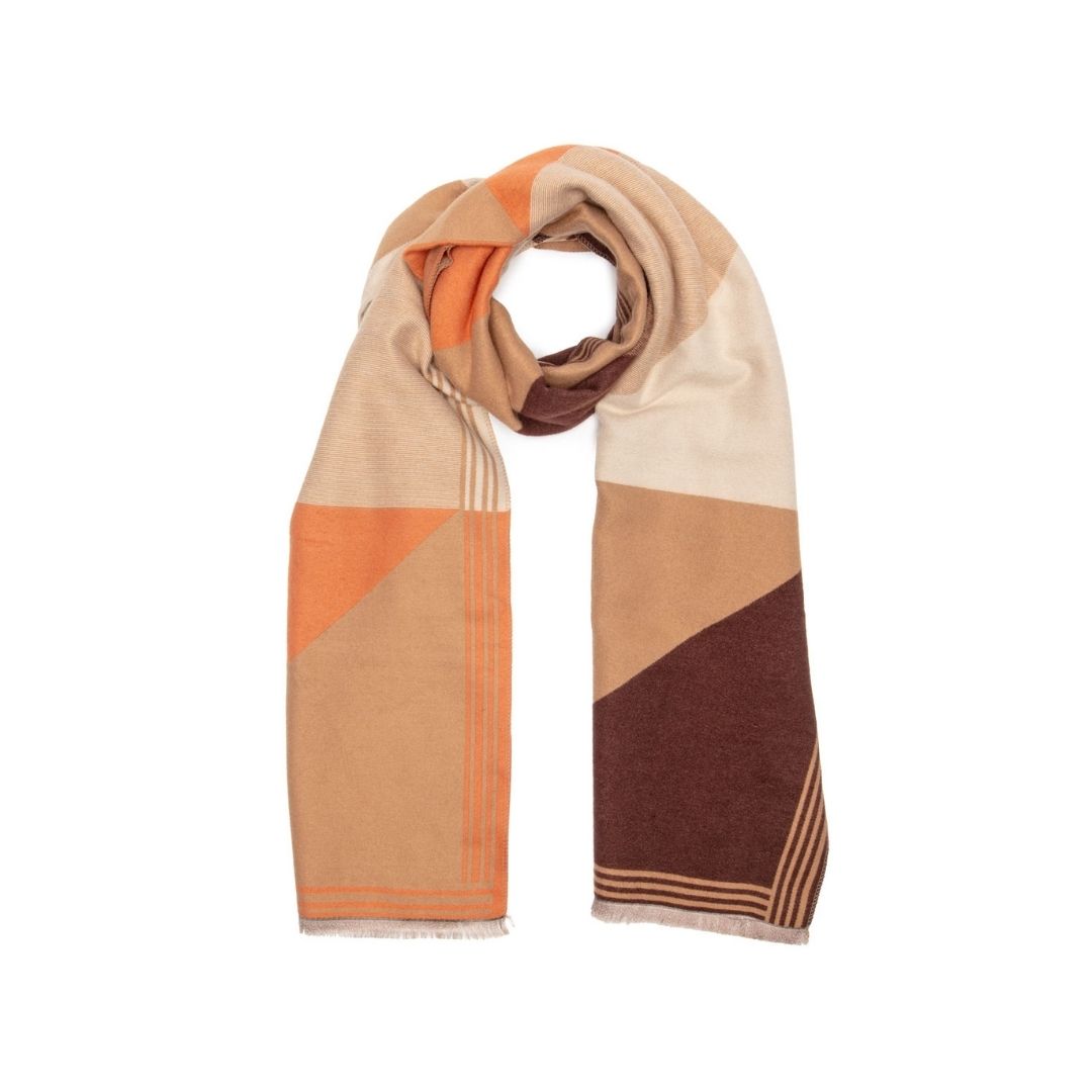 Winter Scarf Tan Orange Geometric
