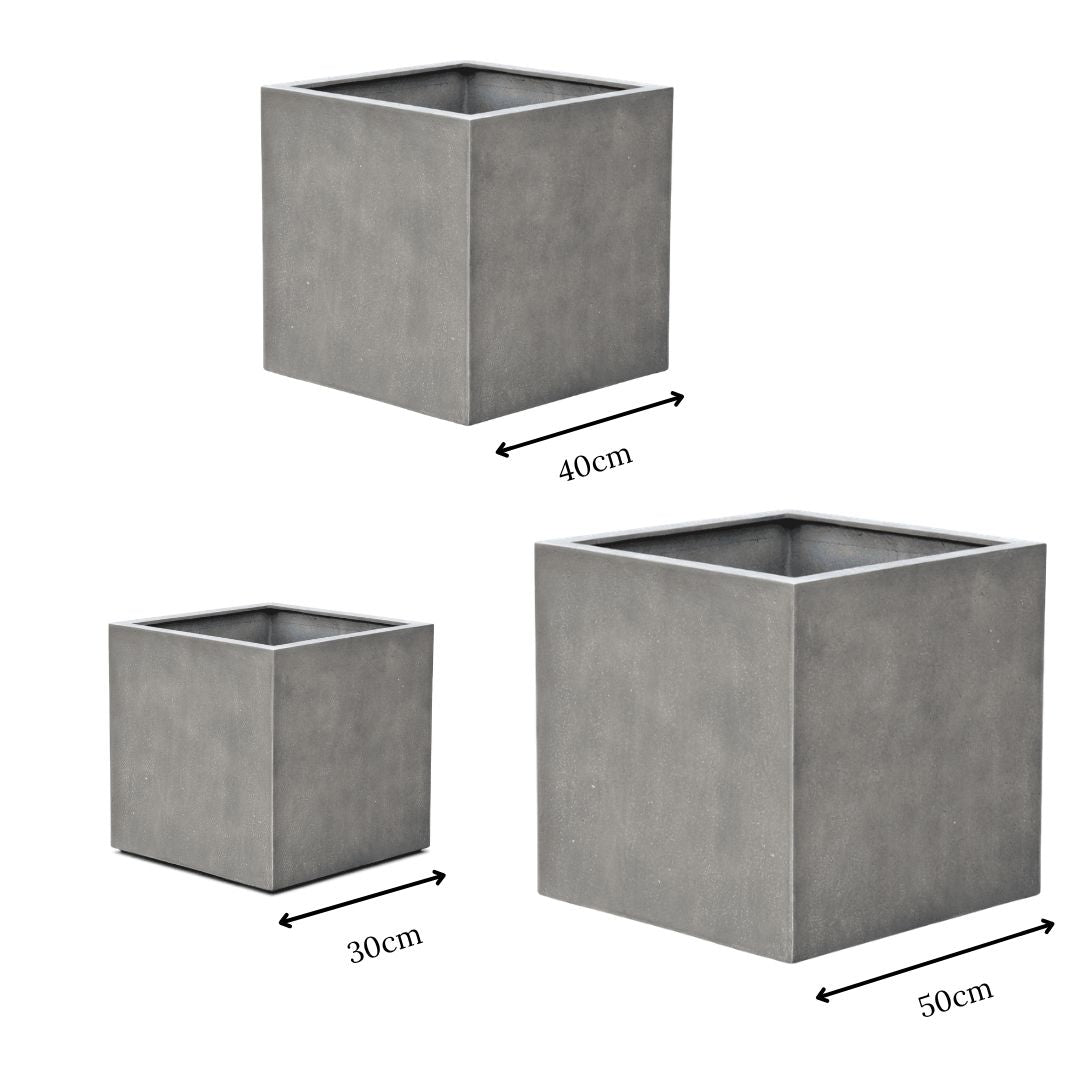 Eschbach Cube Planter - Concrete Grey