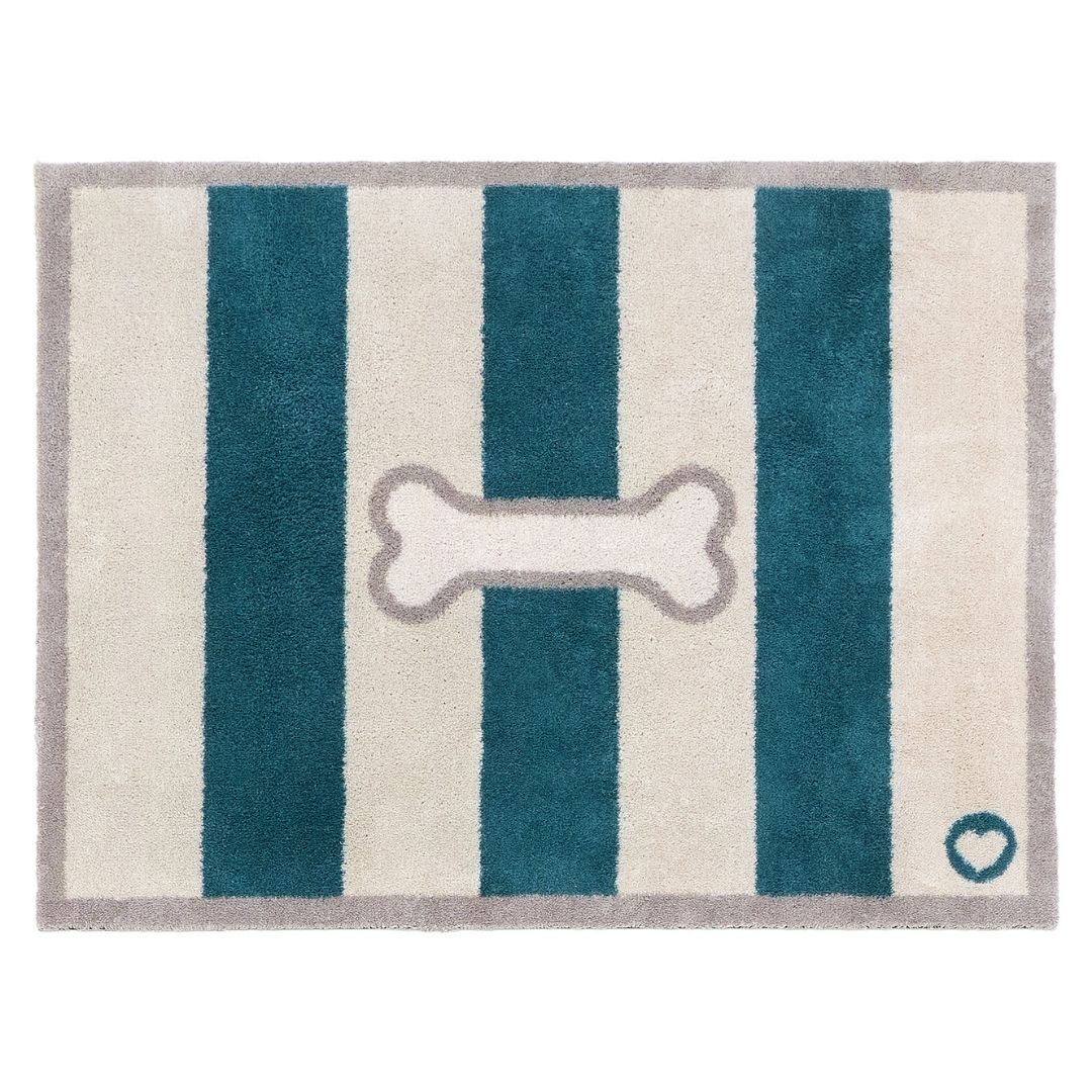 Hug Rug Doormat Bone Stripe Teal