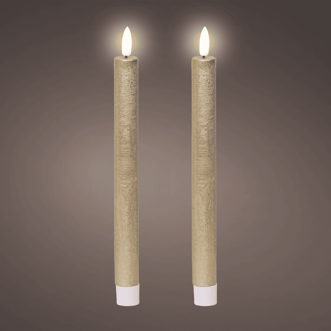 LED Dinner Candles Gold - 2 Pack