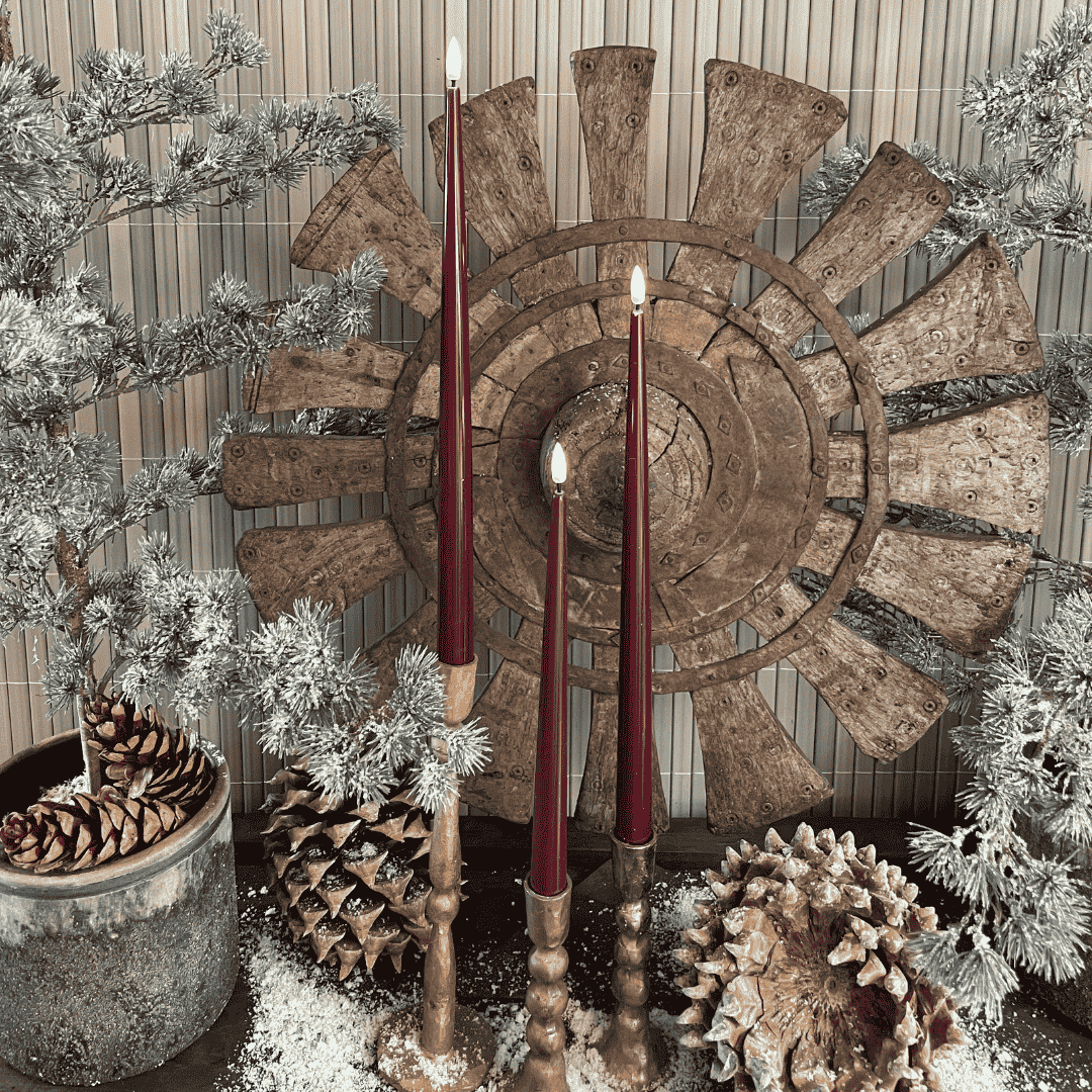 LED Shiny Dinner Candles Burgundy