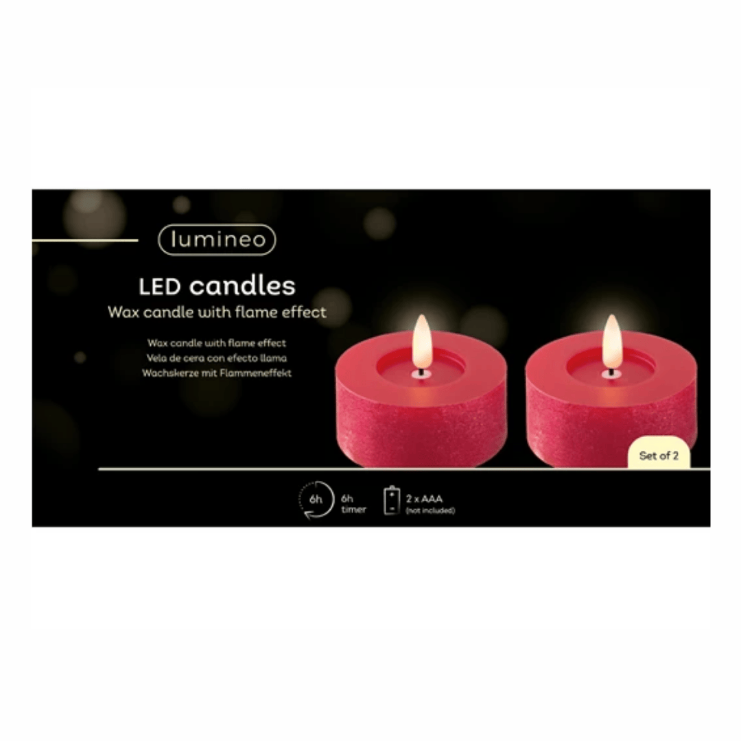 LED Tealights Wax Red - 2 Pack