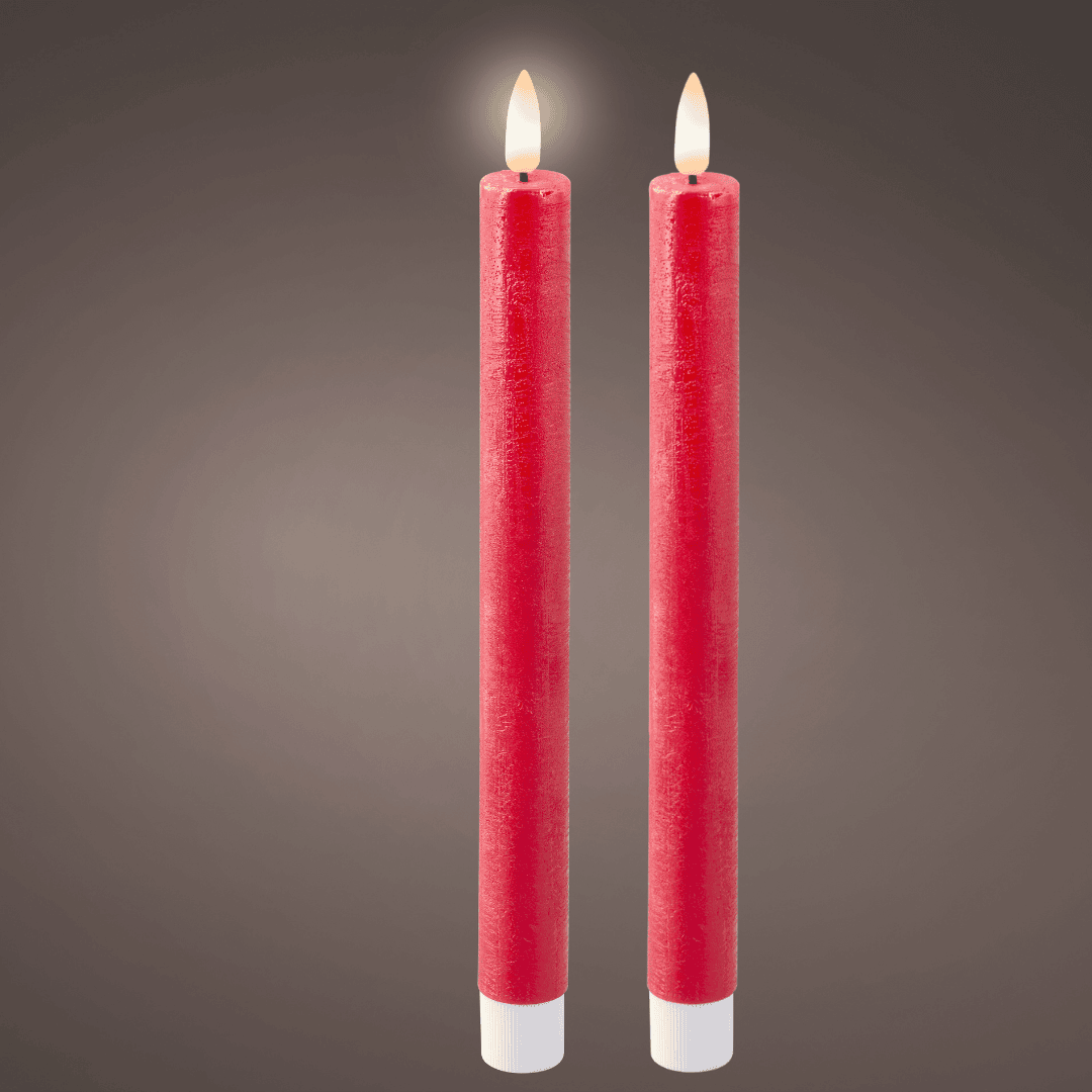 LED Wick Dinner Candles Red - 2 Pack
