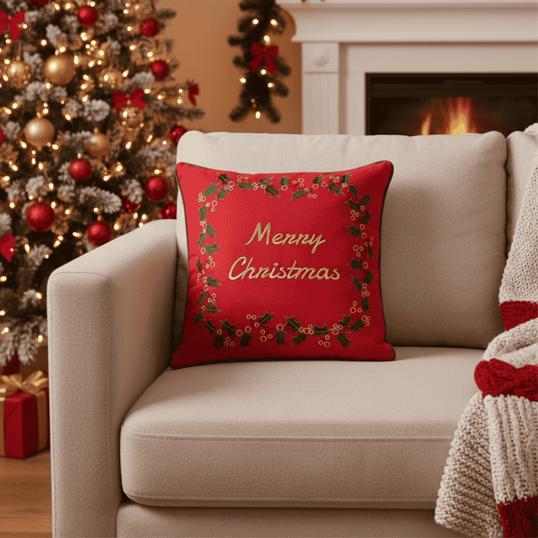 'Merry Christmas' Cushion - Red