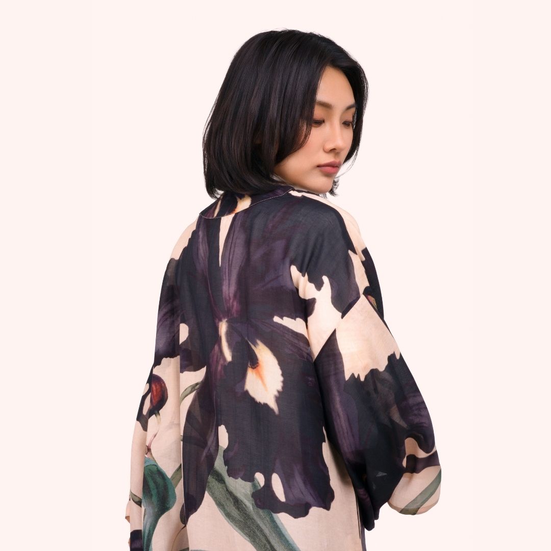 Kimono Jacket Short - Midnight Orchid