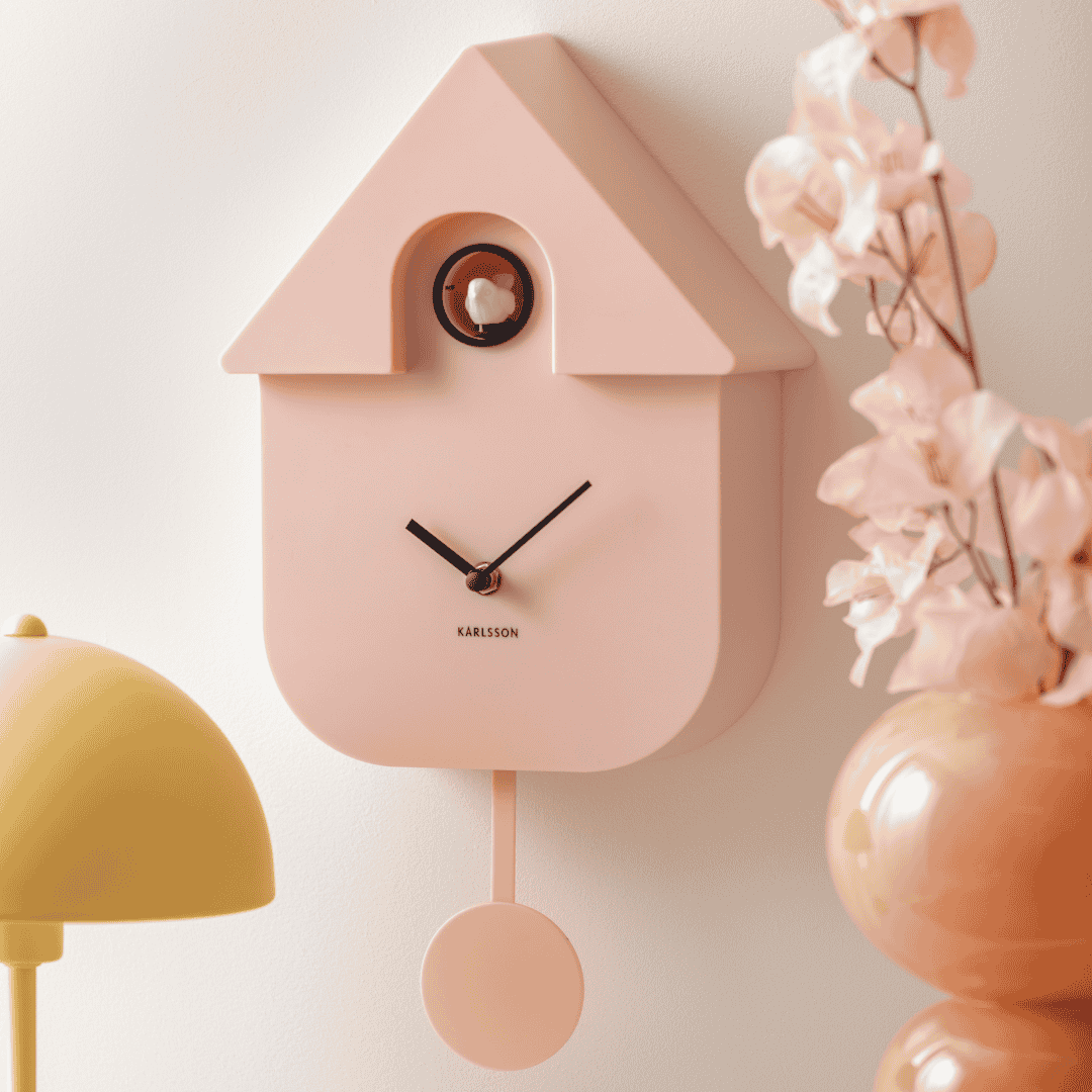 Modern Cuckoo Wall Clock Soft Pink