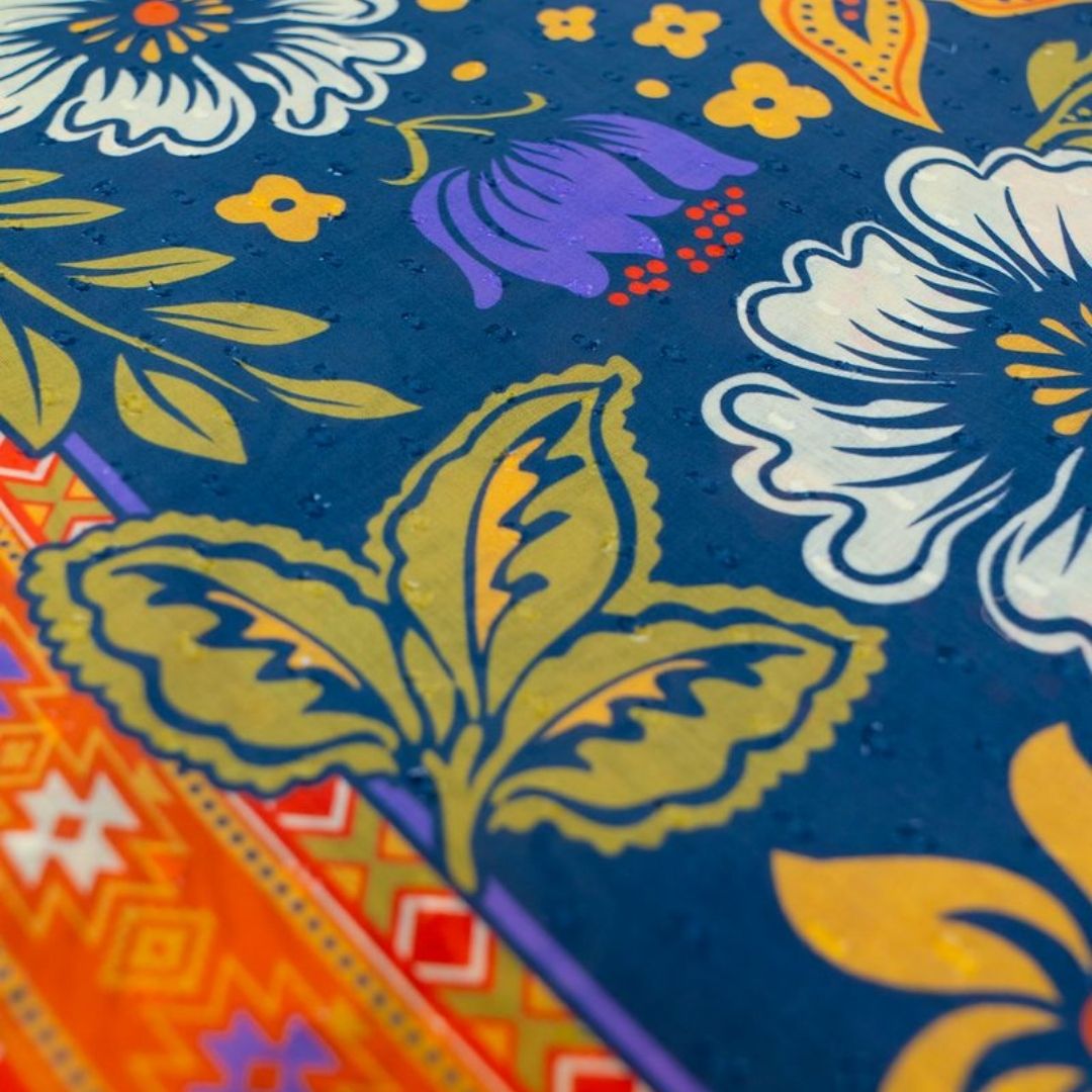 Cotton Scarf - Trailing Floral Blue