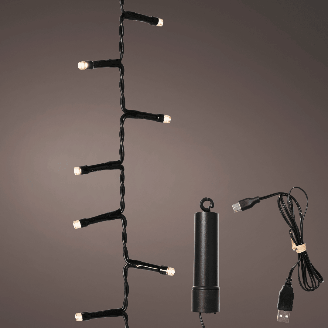 Rechargeable Compact Twinkle Christmas Lights Warm White