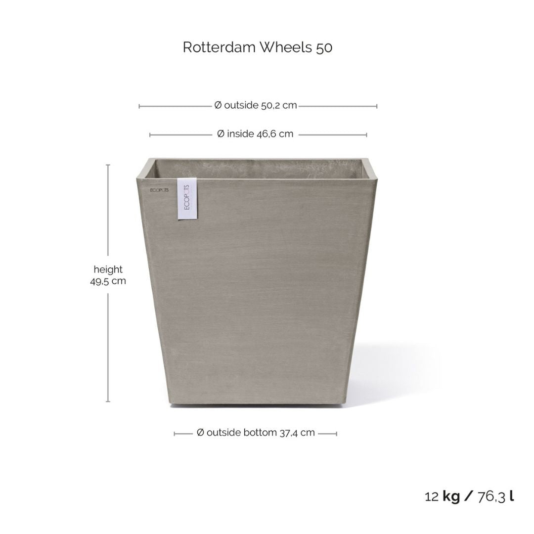 Ecopots Rotterdam Wheels 50 Taupe