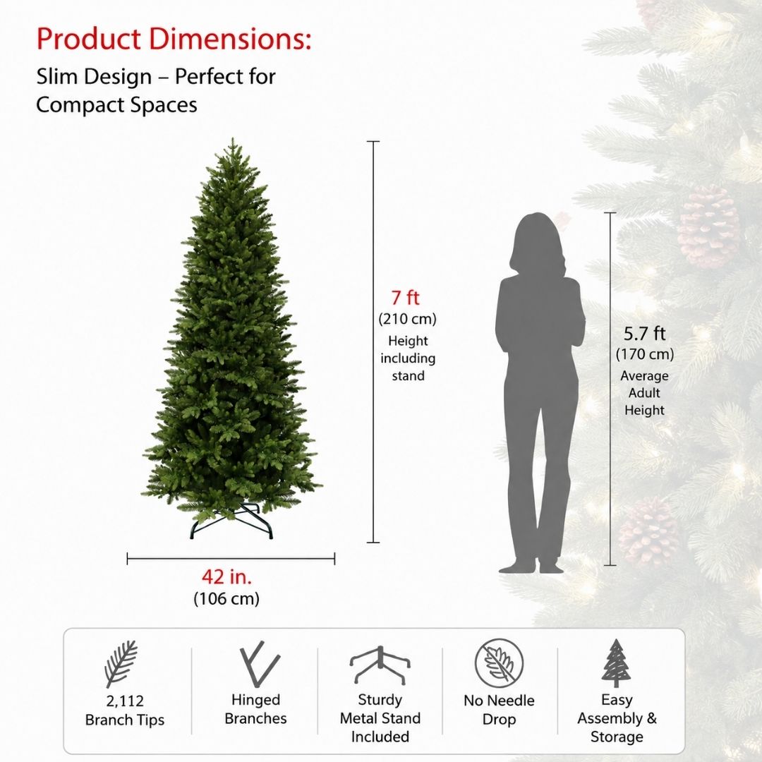 7ft Slim Belvedere Fir Artificial Christmas Tree