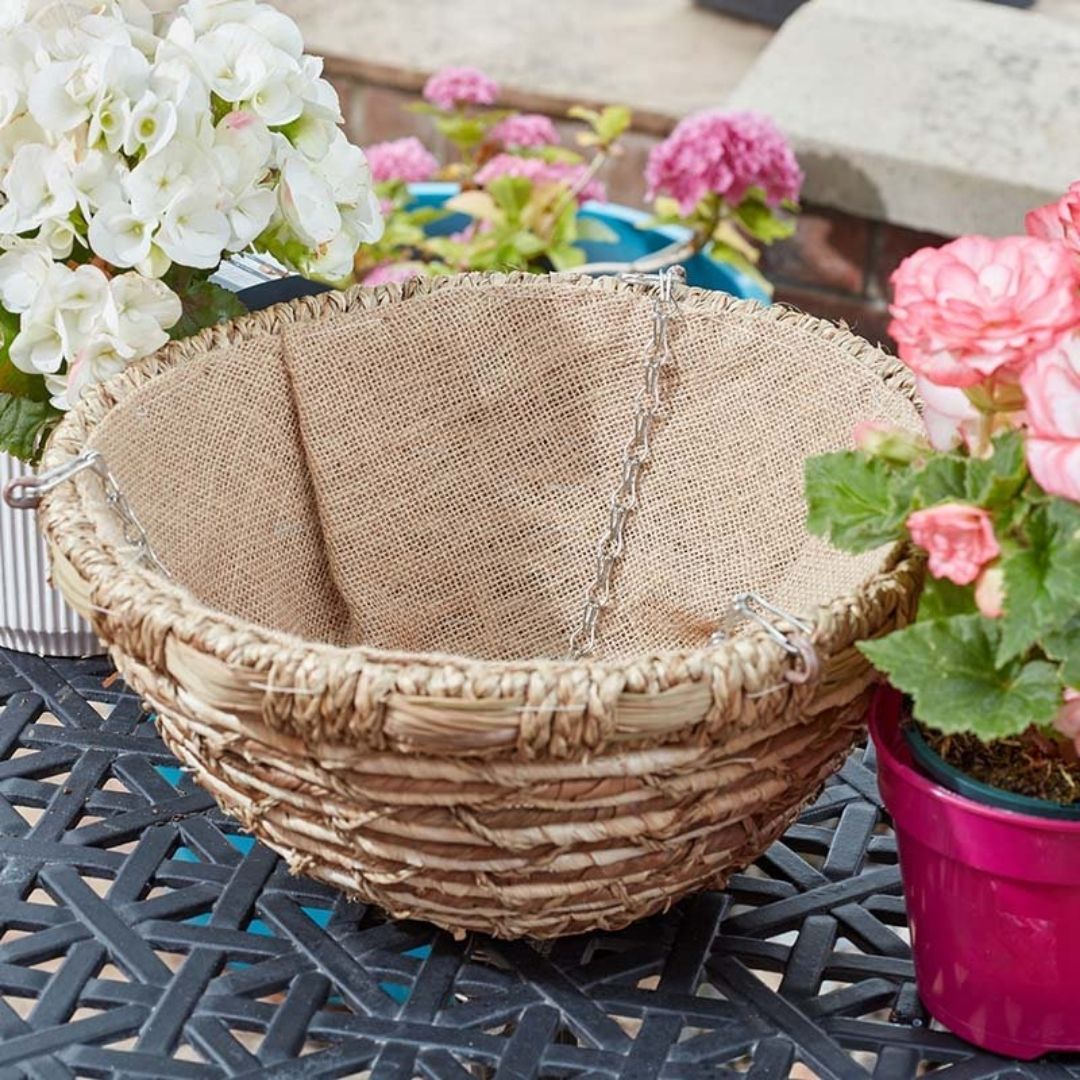 Hanging Basket - Jute - EcoGrass 14"