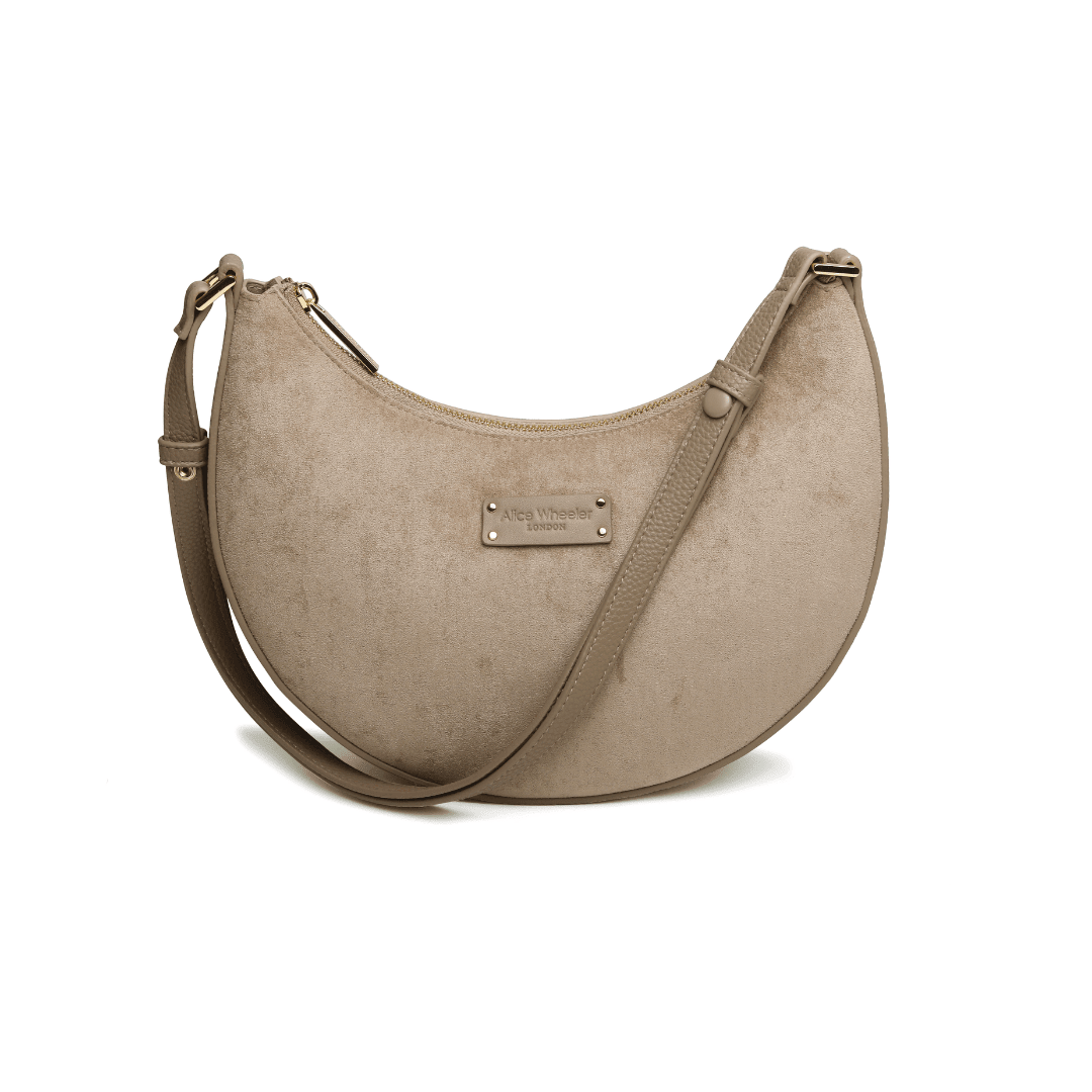 Suede Kensington Shoulder Cross Body Bag - Mink