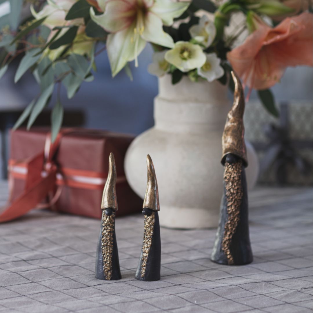 Tall Santa Black & Gold