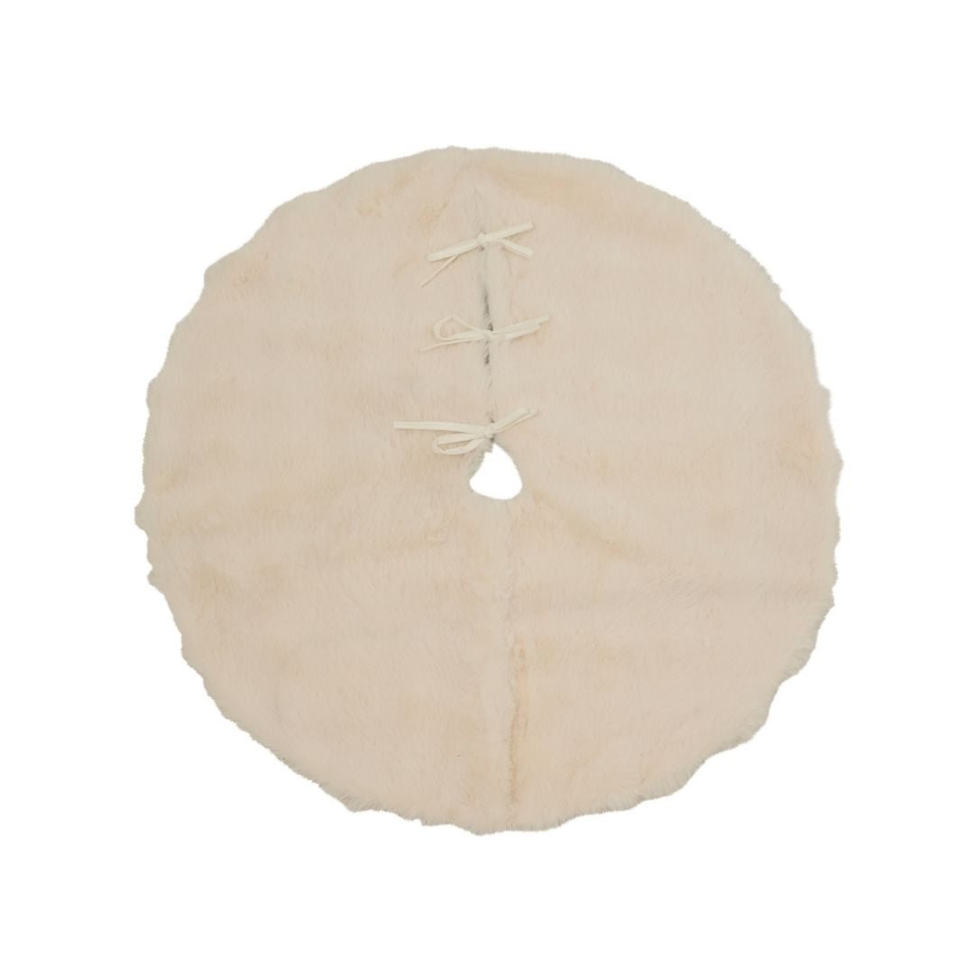 Christmas Tree Skirt Faux Fur White
