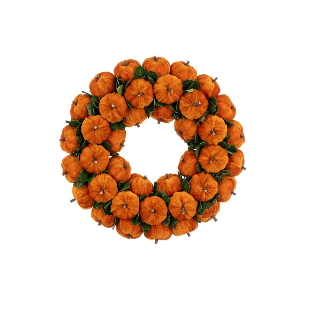 Velvet Pumpkin Wreath 36cm