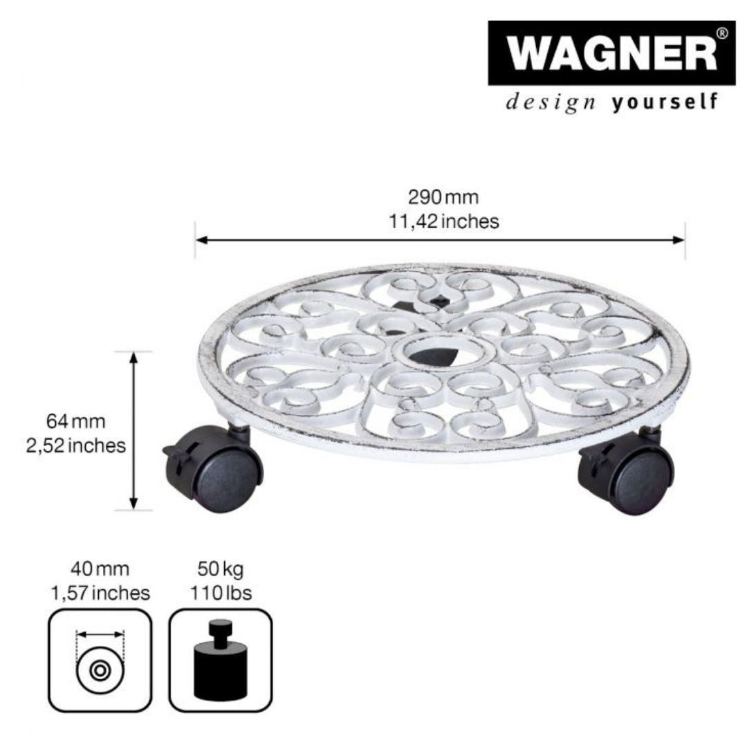 Plant Trolley Indoor/Outdoor Round - Cast Iron White