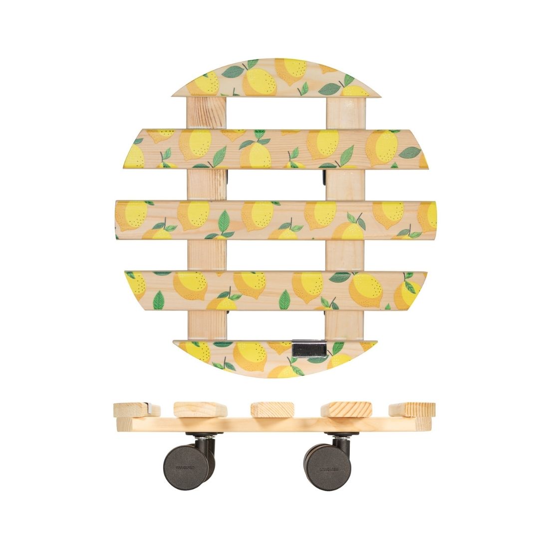 Plant Trolley Indoor Round Wood - Lemons