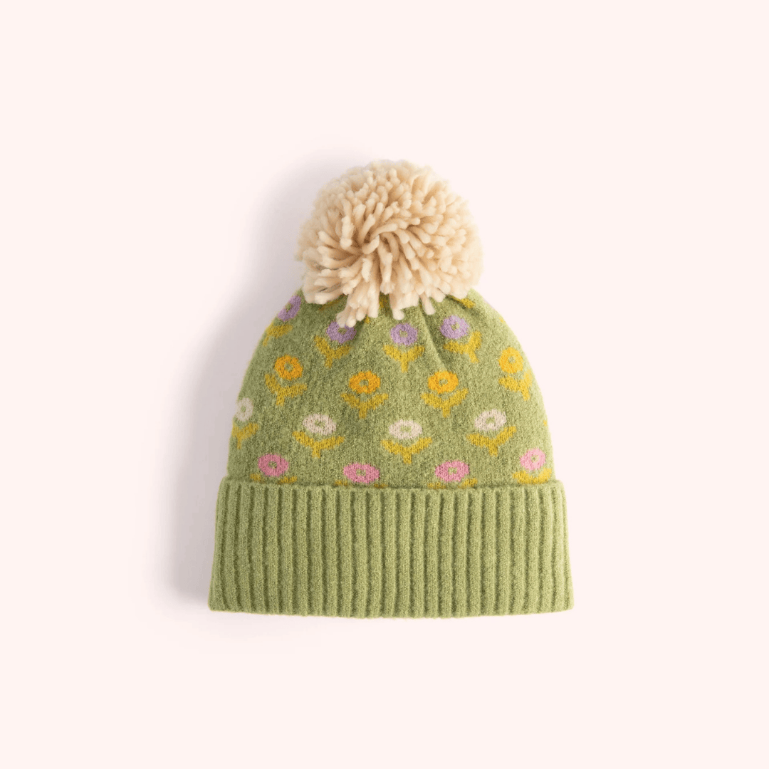 Willow Ditsy Flower Pompom Hat - Sage