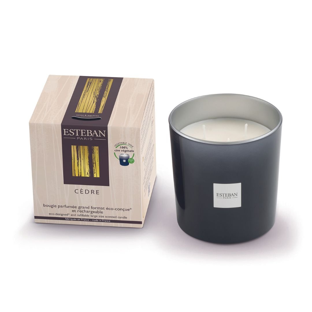 Esteban Refillable Large Candle - Cèdre
