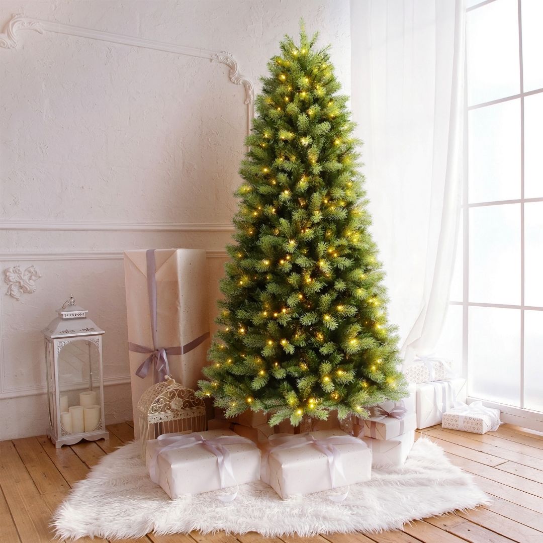 7.5ft Pre - Lit Slim Kensington Fir Artificial Christmas Tree