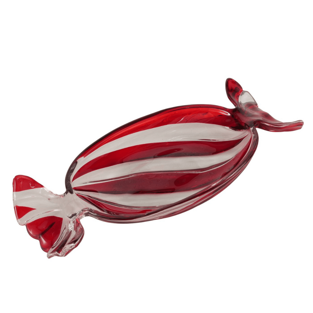 Christmas Glass Bowl Candy Red/White