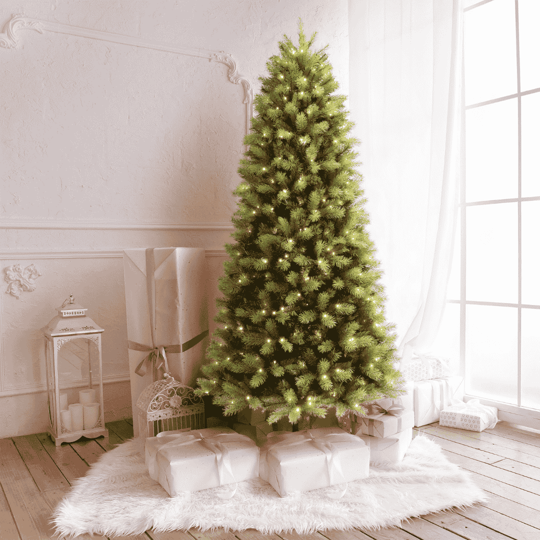 7.5ft Pre-Lit Slim Kensington Fir Artificial Christmas Tree