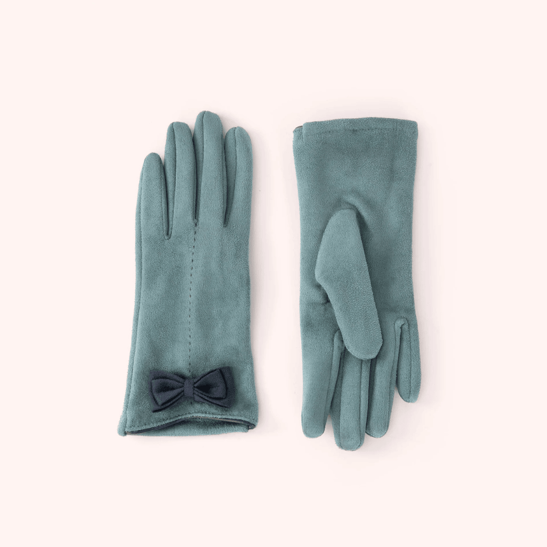 Adalyn Faux Suede Gloves - Ice/Navy