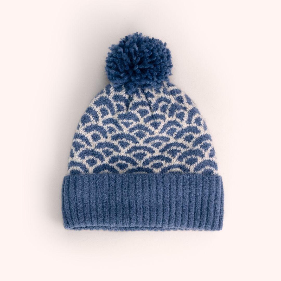 Agatha Pompom Hat - Denim