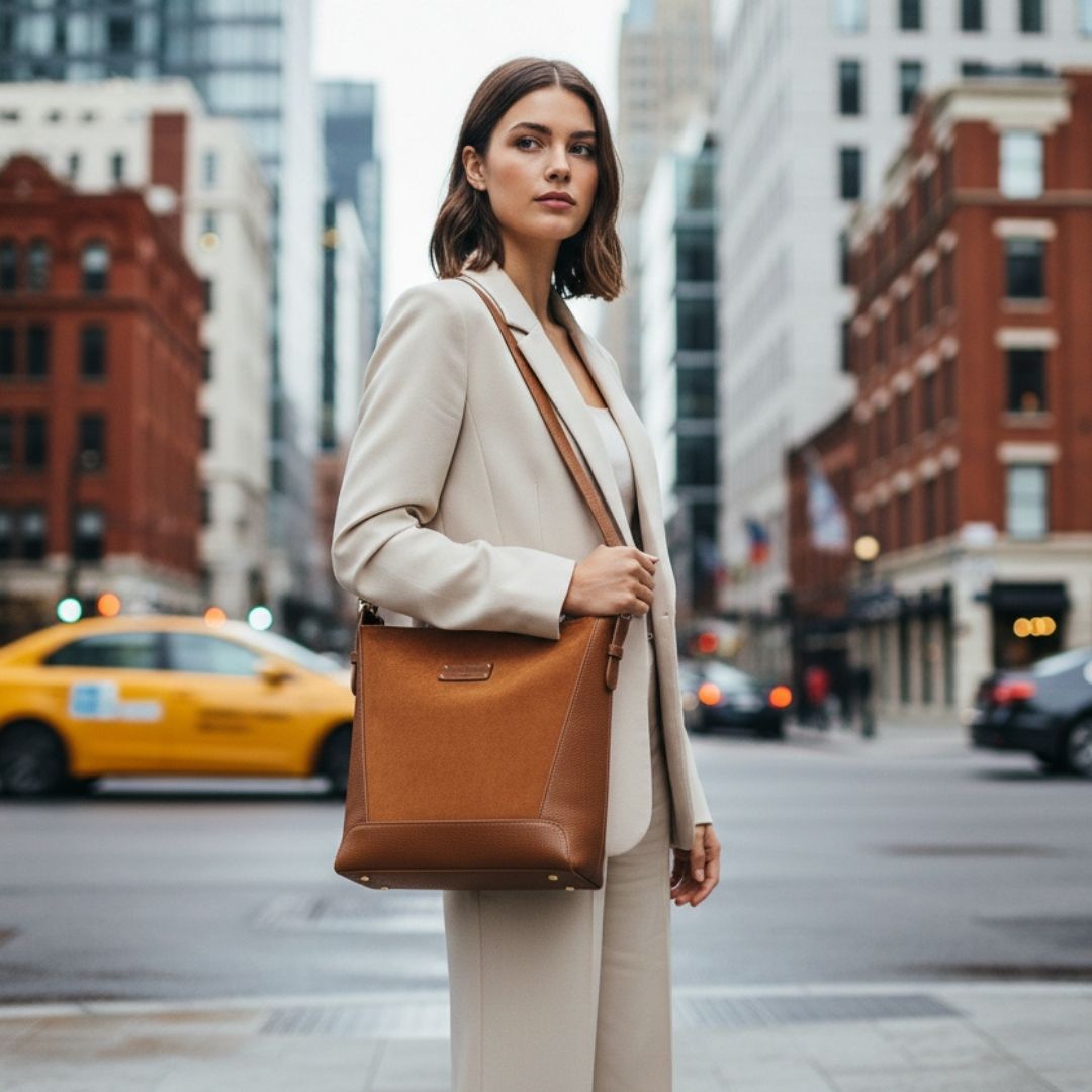 Kensington Suede Cross Body Bag - Fudge